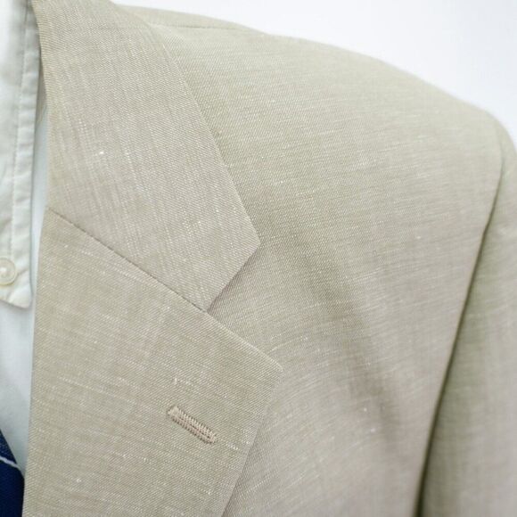 Material London Marzotto Linen Blend Blazer 40R 3 Button Sand Tan‎ / Beige - Picture 2 of 14